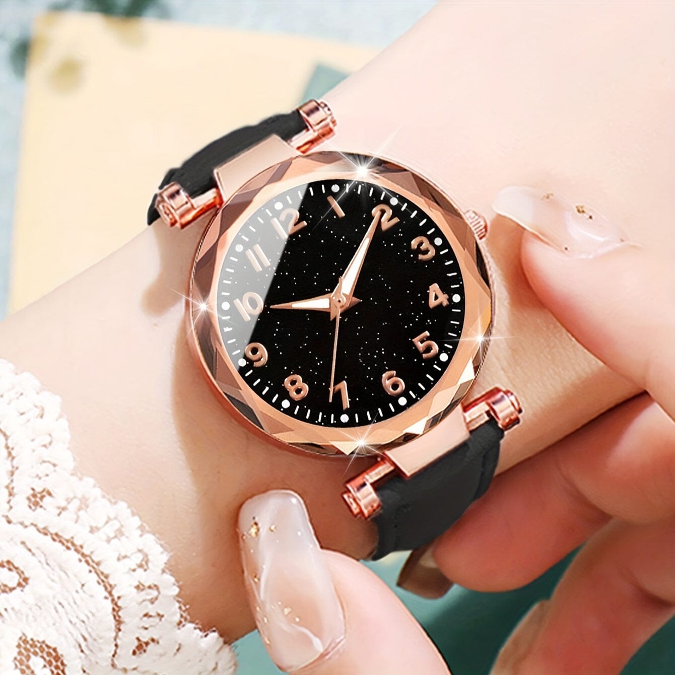 Casual Elegance Set - Quartz Watch with PU Leather Strap and Bracelet Belleza & Glamour