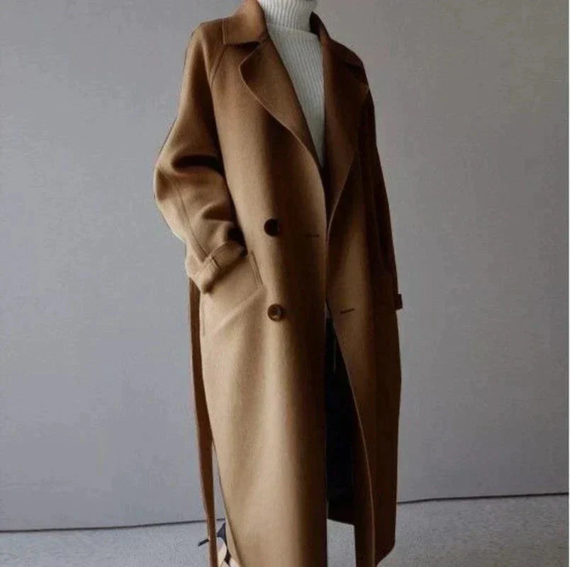Luxora | Luxe Wool Trench Belleza & Glamour BROWN S