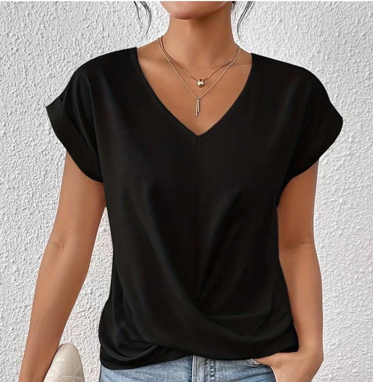 Marine - WOMEN'S V- NECK SHIRT Shirt Belleza & Glamour Black M