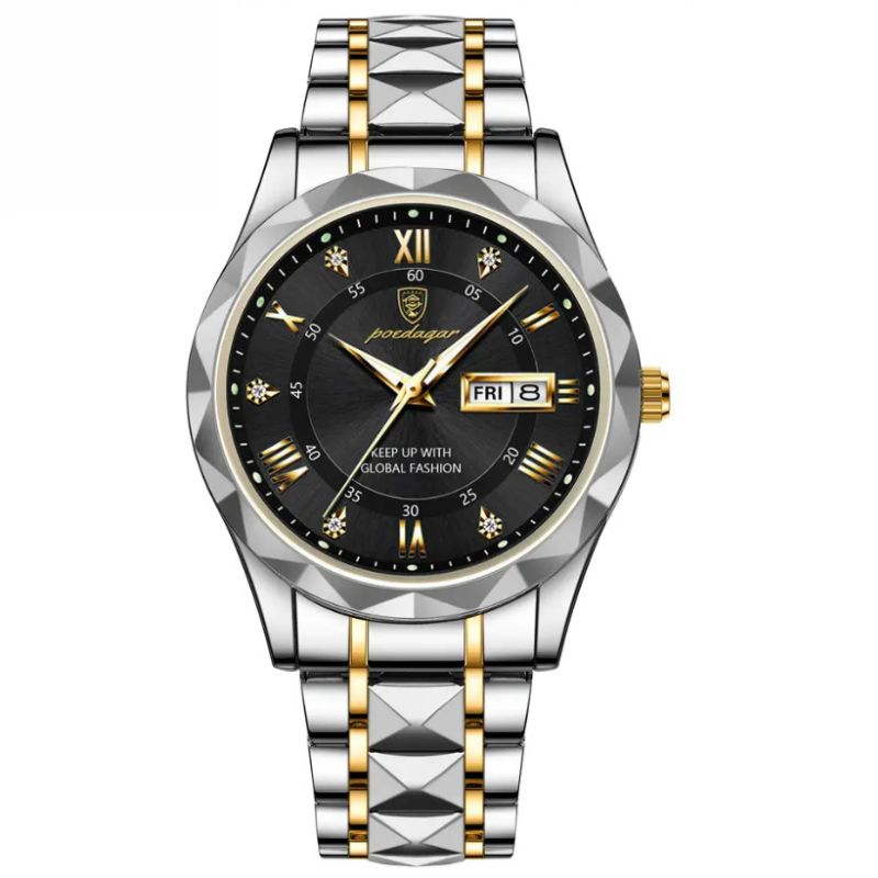 POEDAGAR Luminous Steel 40mm Watch - Water Resistant | Transferred steel Relogio 01 Belleza & Glamour Black