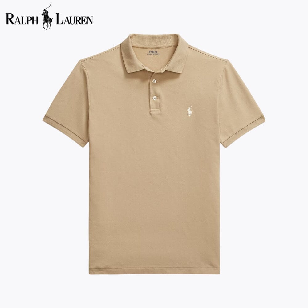 RL Custom Slim Fit Stretch Mesh Polo Shirt RL Custom Slim Fit Stretch Mesh Polo Shirt Slate Crown Khaki S