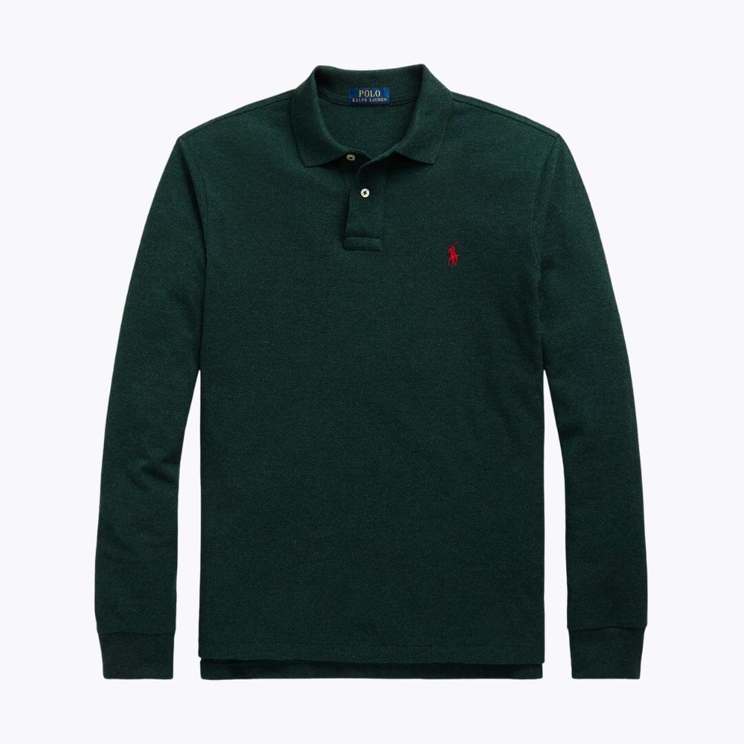 RL Mesh Long-Sleeve Polo Shirt RL Mesh Long-Sleeve Polo Shirt Slate Crown Scotch Pine Heather S