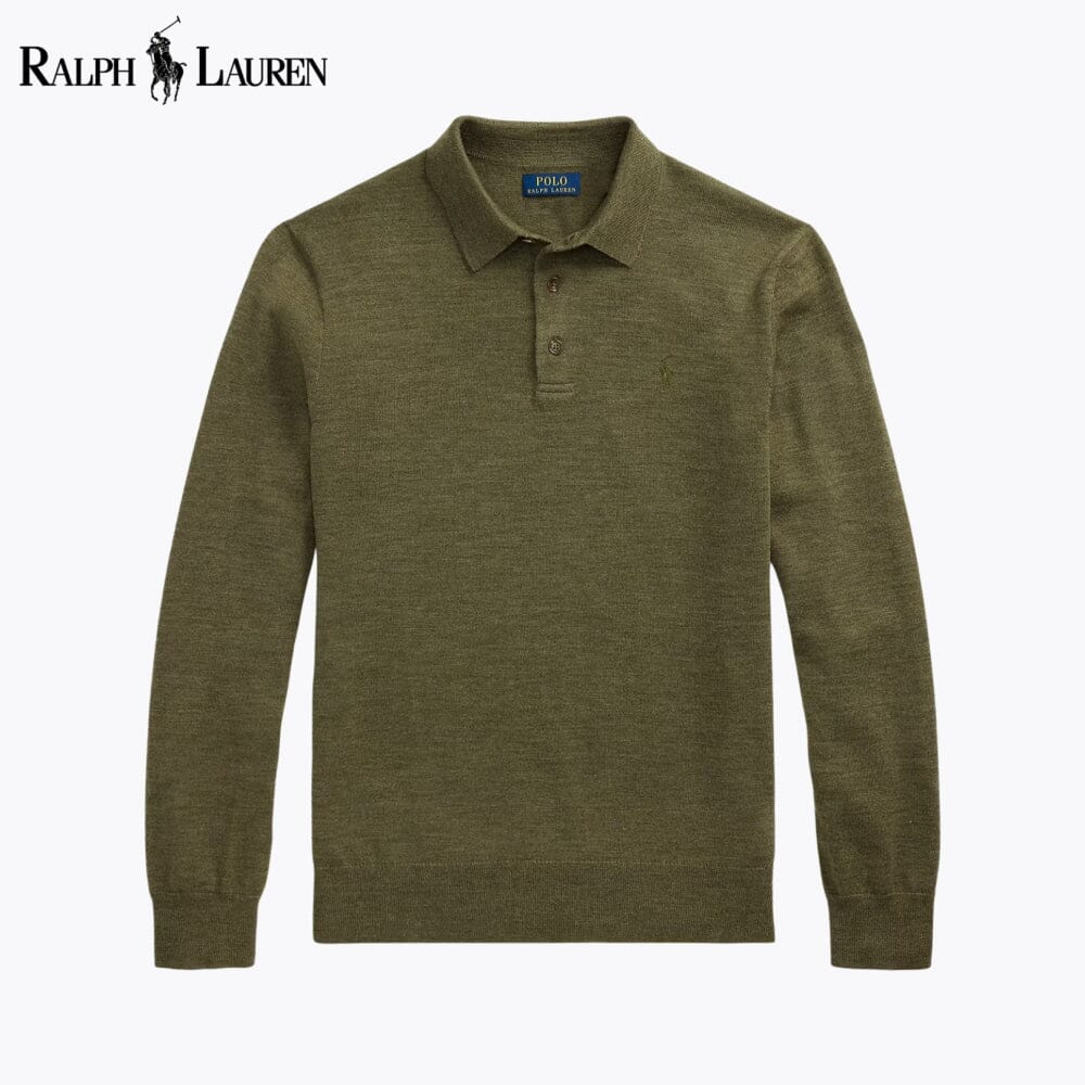 RL Wool Polo-Collar Jumper RL Wool Polo-Collar Sweater Slate Crown Olive S
