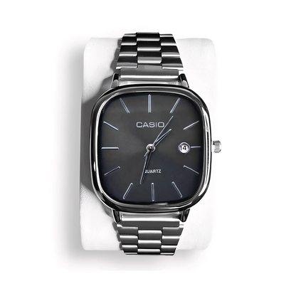 C A S I O Luxurious 36mm Watch - Water Resistant | Transferred steel Relógio CASIO Luxurious 36mm - Unissex Resistente à água | Aço Inoxidável Belleza & Glamour Black & Silver 