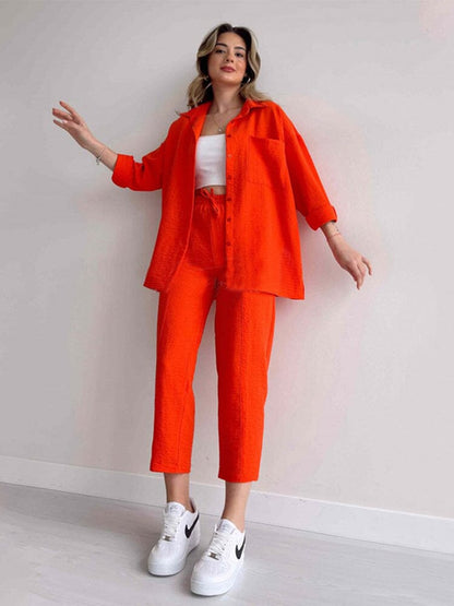 Carla™ Linen Two Piece Set Belleza & Glamour Orange XS 