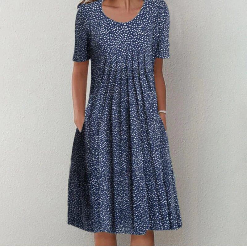 Charlotte-Elegant Dress Dress Belleza & Glamour Blue with dots S 