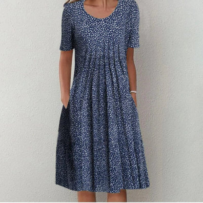 Charlotte-Elegant Dress Dress Belleza & Glamour Blue with dots S 