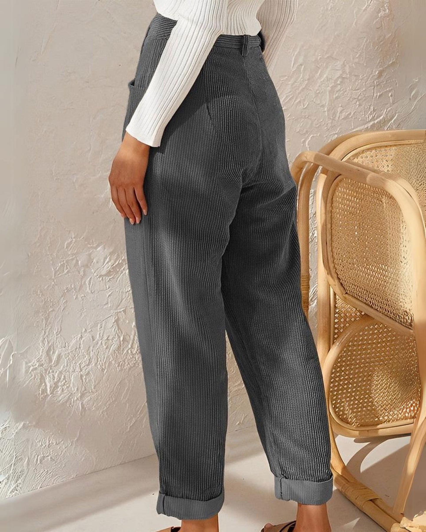 Clara™ | Retro Corduroy High-Waisted Pants Pants Belleza & Glamour 