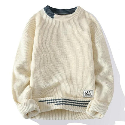 Davis™ - Cozy Knit Sweater Sweater Belleza & Glamour Beige/White M 
