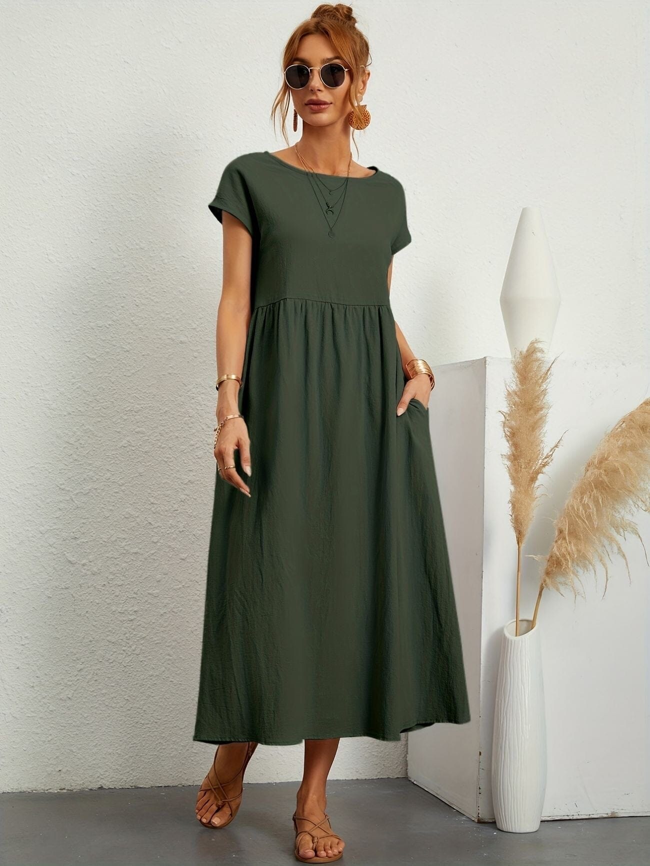 Emma-Casual Dress Dress Belleza & Glamour Army Green S 