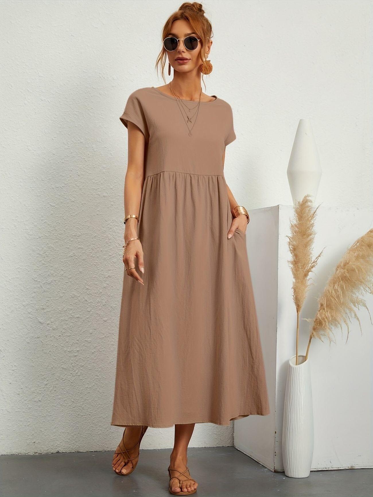 Emma-Casual Dress Dress Belleza & Glamour Khaki S 