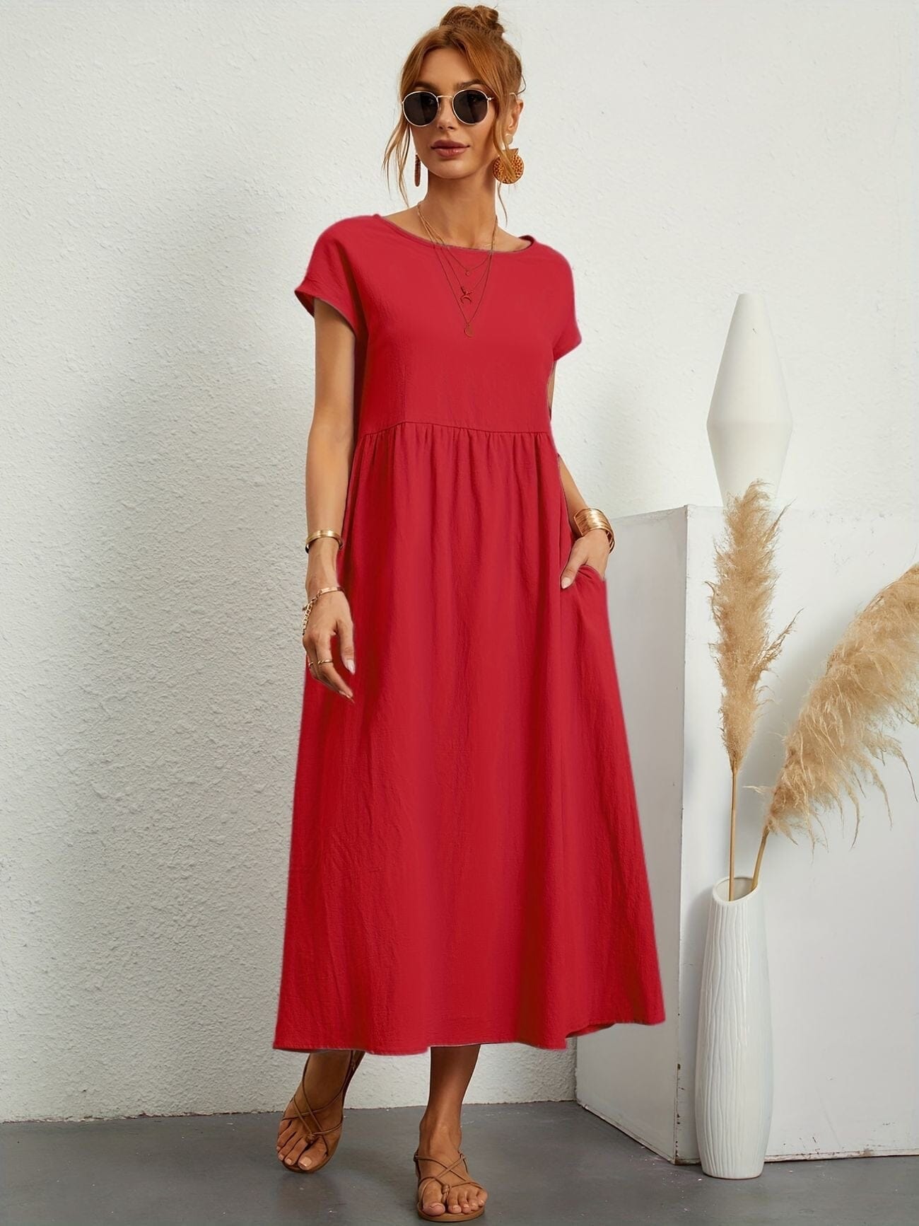 Emma-Casual Dress Dress Belleza & Glamour Red S 