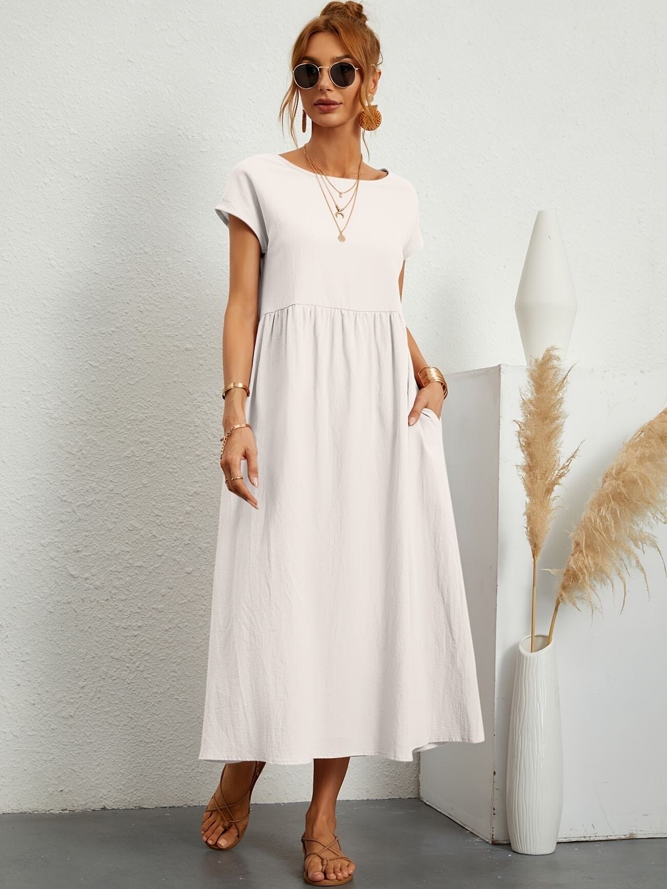 Emma-Casual Dress Dress Belleza & Glamour White S 