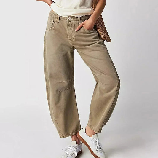 Emma | Stylish Wide-Leg Jeans Belleza & Glamour Beige XS 