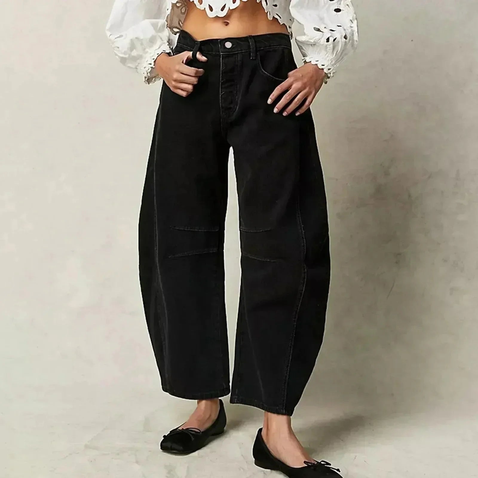 Emma | Stylish Wide-Leg Jeans Belleza & Glamour Black XS 