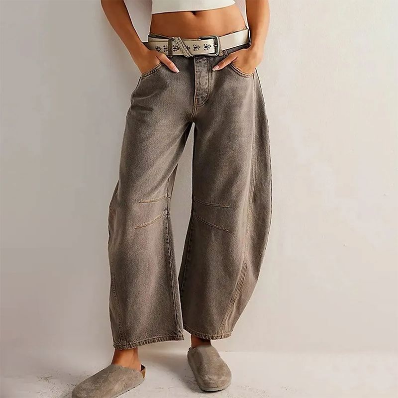 Emma | Stylish Wide-Leg Jeans Belleza & Glamour Light Brown XS 