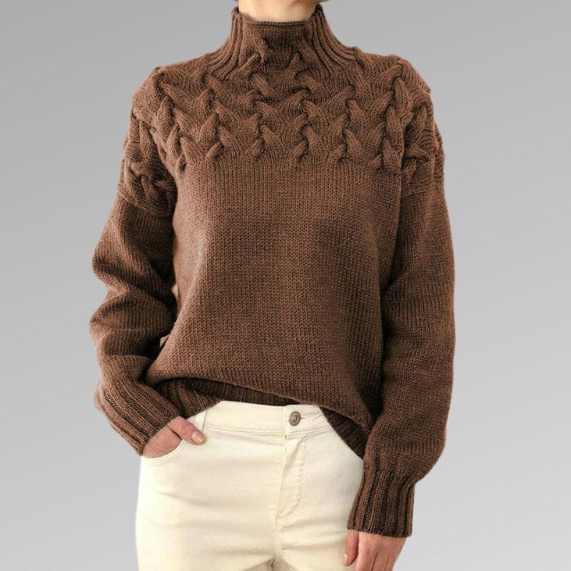 Grace-Elegant Sweater Sweater Belleza & Glamour Brown S 