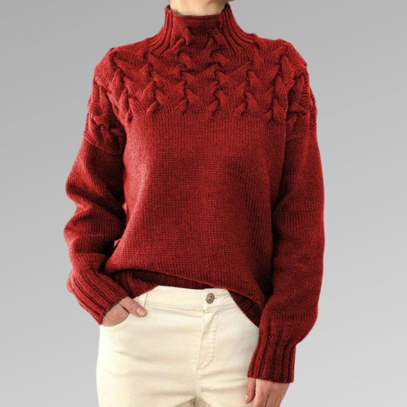 Grace-Elegant Sweater Sweater Belleza & Glamour Red S 