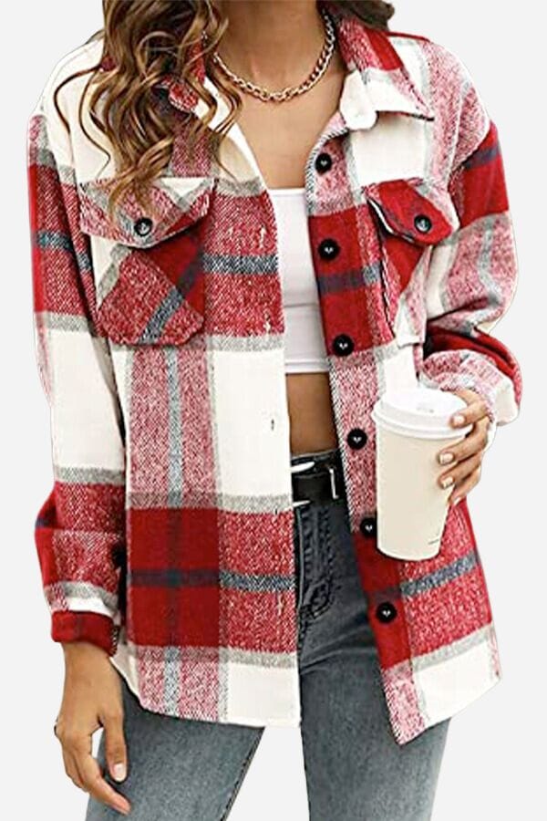Harper™- Plaid Flannel Shirt Belleza & Glamour Plaid Red S 