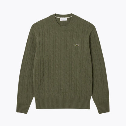 LC Cable Knit Carded Wool Crew Neck Sweater LC Cable Knit Carded Wool Crew Neck Sweater Slate Crown Khaki S 
