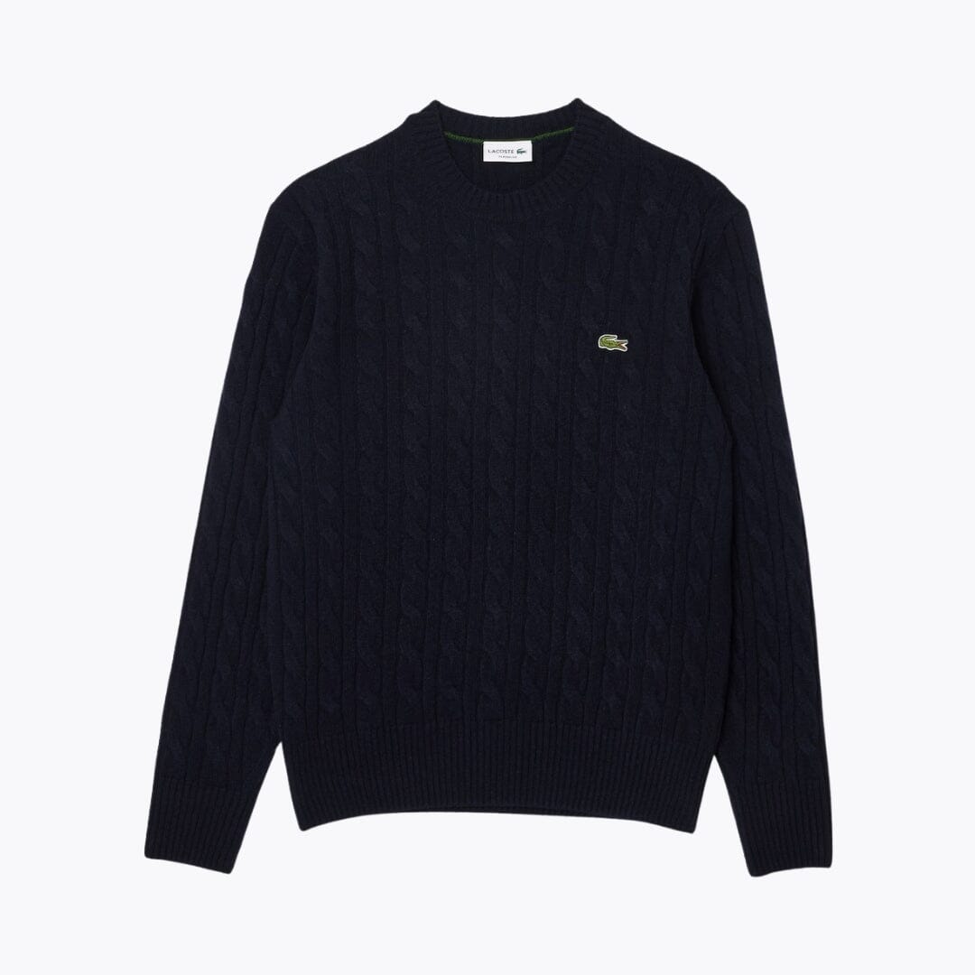 LC Cable Knit Carded Wool Crew Neck Sweater LC Cable Knit Carded Wool Crew Neck Sweater Slate Crown Midnight blue S 