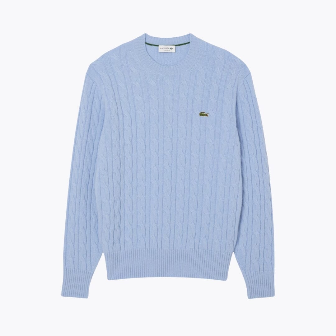 LC Cable Knit Carded Wool Crew Neck Sweater LC Cable Knit Carded Wool Crew Neck Sweater Slate Crown Pale blue S 