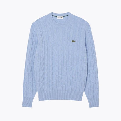 LC Cable Knit Carded Wool Crew Neck Sweater LC Cable Knit Carded Wool Crew Neck Sweater Slate Crown Pale blue S 