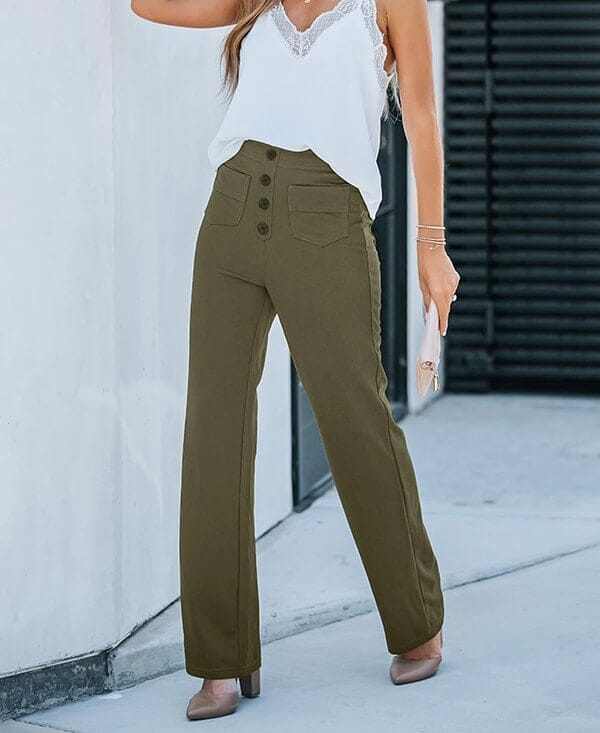 Lily™ | High-Waist Casual Pants women pants Belleza & Glamour Green S 