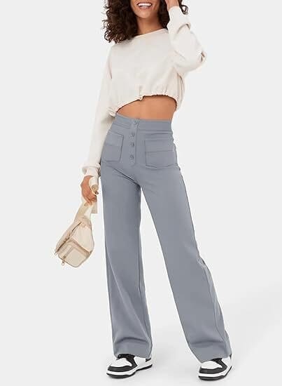 Lily™ | High-Waist Casual Pants women pants Belleza & Glamour Grey S 