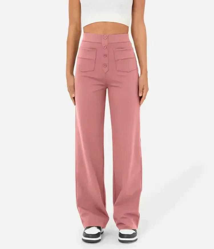Lily™ | High-Waist Casual Pants women pants Belleza & Glamour Pink S 