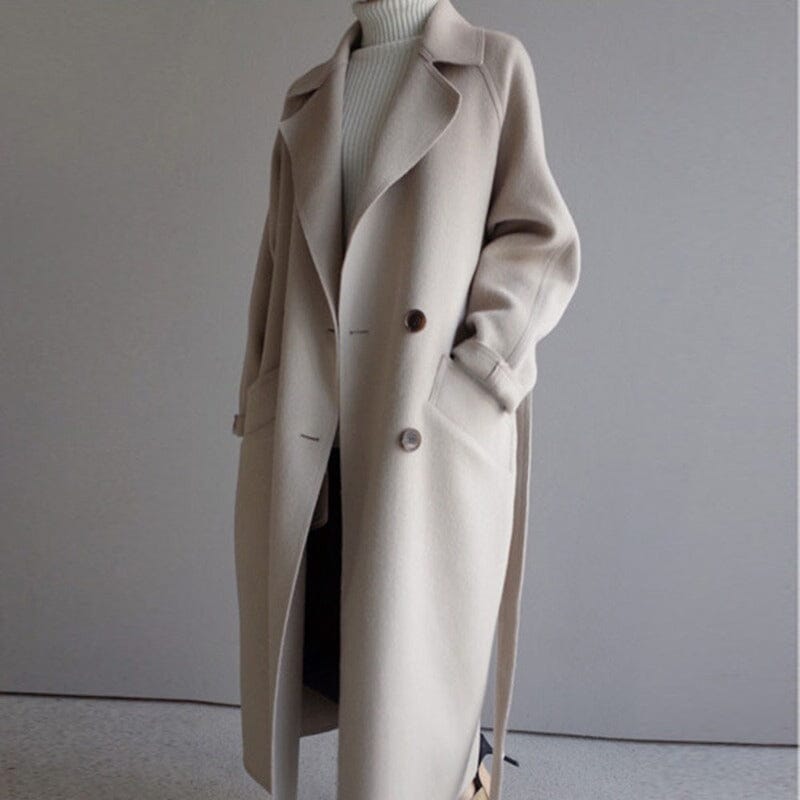 Luxora | Luxe Wool Trench Belleza & Glamour BEIGE S 