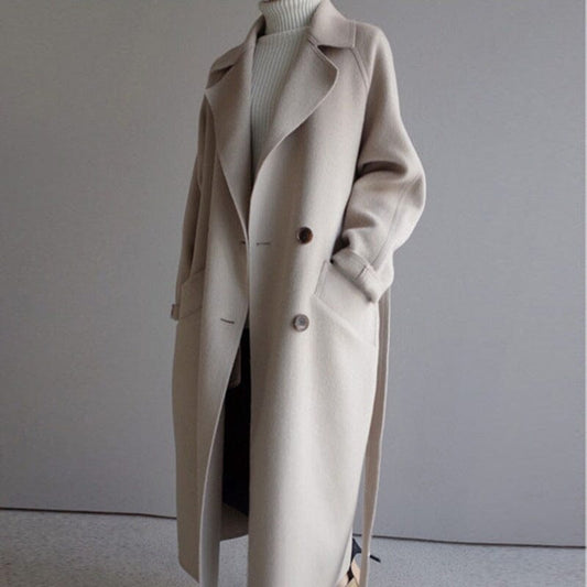 Luxora | Luxe Wool Trench Belleza & Glamour BEIGE S 