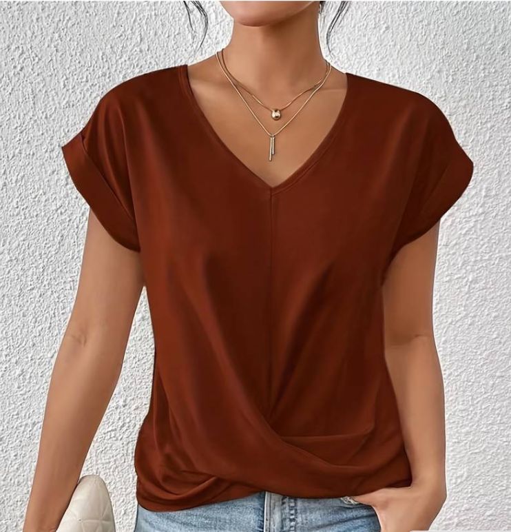 Marine - WOMEN'S V- NECK SHIRT Shirt Belleza & Glamour Brown M 