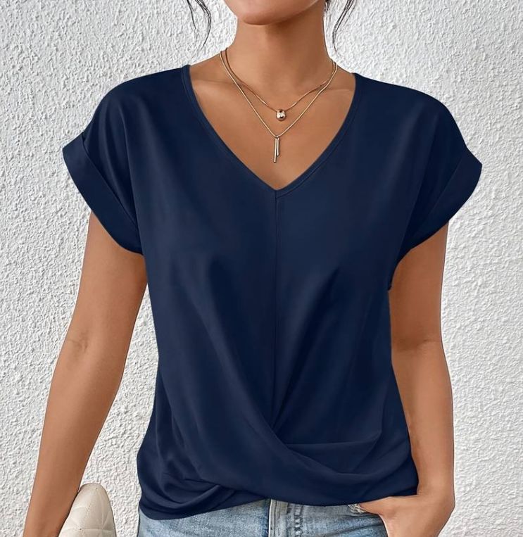 Marine - WOMEN'S V- NECK SHIRT Shirt Belleza & Glamour Navy M 