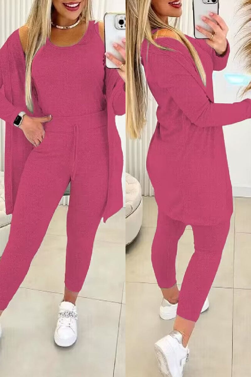 Nova | Relaxed 3-Piece Set Outfit Sets Belleza & Glamour Dark Pink S 