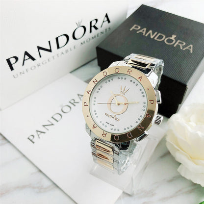 P A N D O R A Classic Glamour + Bracelet Charms Belleza & Glamour Gold White 