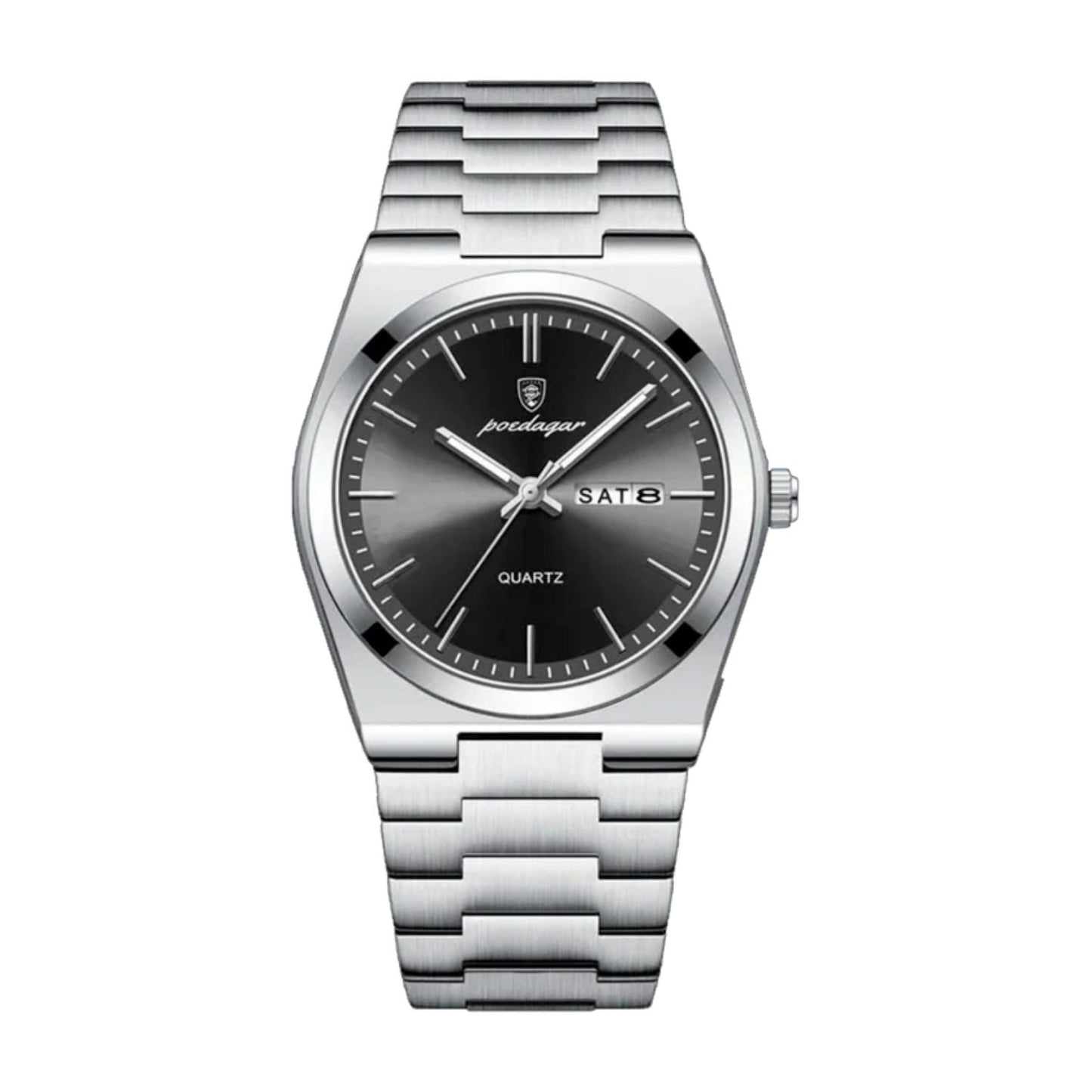POEDAGAR Essenza 40mm Watch - Water Resistant | Stainless Steel Belleza & Glamour Silver Black 