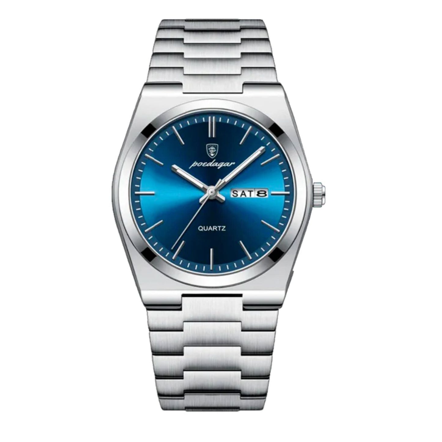 POEDAGAR Essenza 40mm Watch - Water Resistant | Stainless Steel Belleza & Glamour Silver Blue 