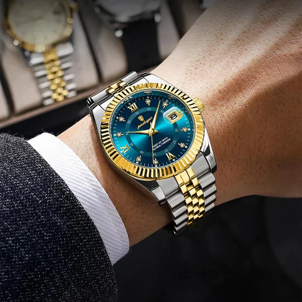 POEDAGAR GoldenStar - 40mm Watch | Water Resistant | Stainless Steel Relógios Masculinos Belleza & Glamour 