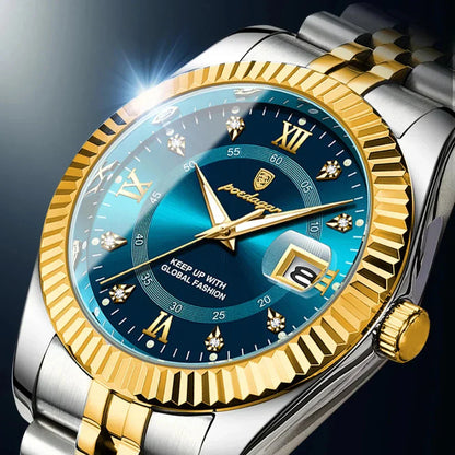 POEDAGAR GoldenStar - 40mm Watch | Water Resistant | Stainless Steel Relógios Masculinos Belleza & Glamour 