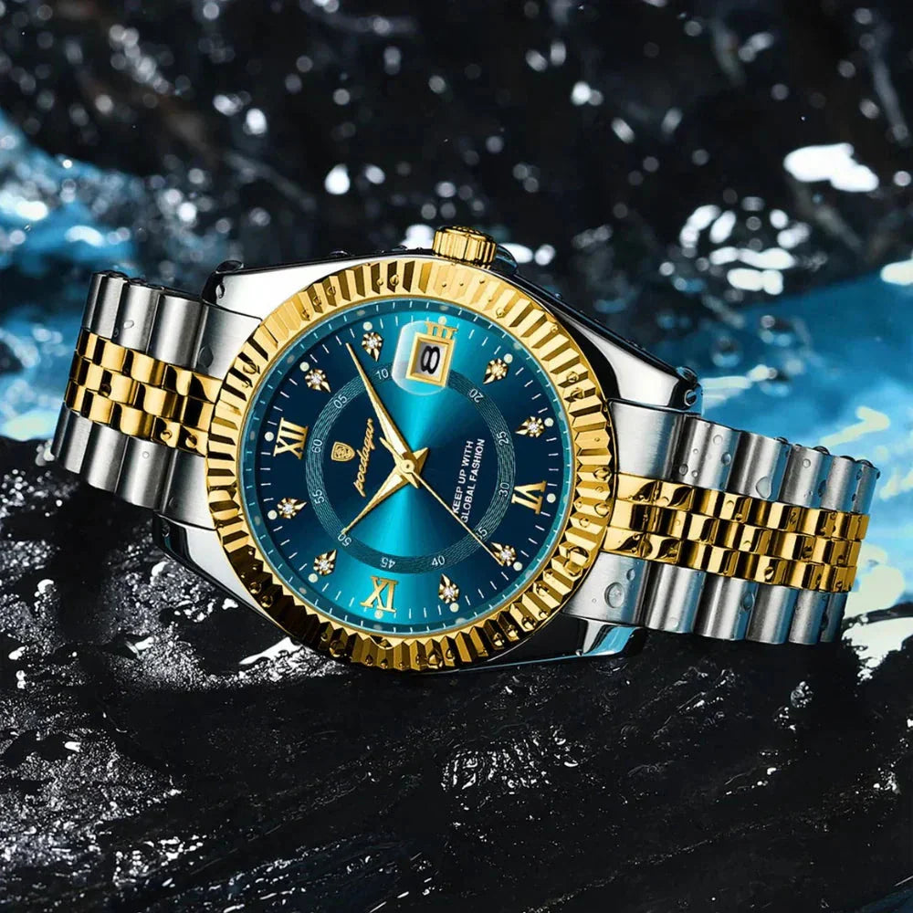 POEDAGAR GoldenStar - 40mm Watch | Water Resistant | Stainless Steel Relógios Masculinos Belleza & Glamour 
