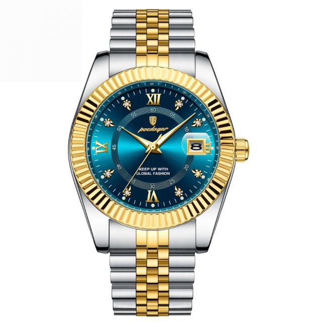 POEDAGAR GoldenStar - 40mm Watch | Water Resistant | Stainless Steel Relógios Masculinos Belleza & Glamour Blue 