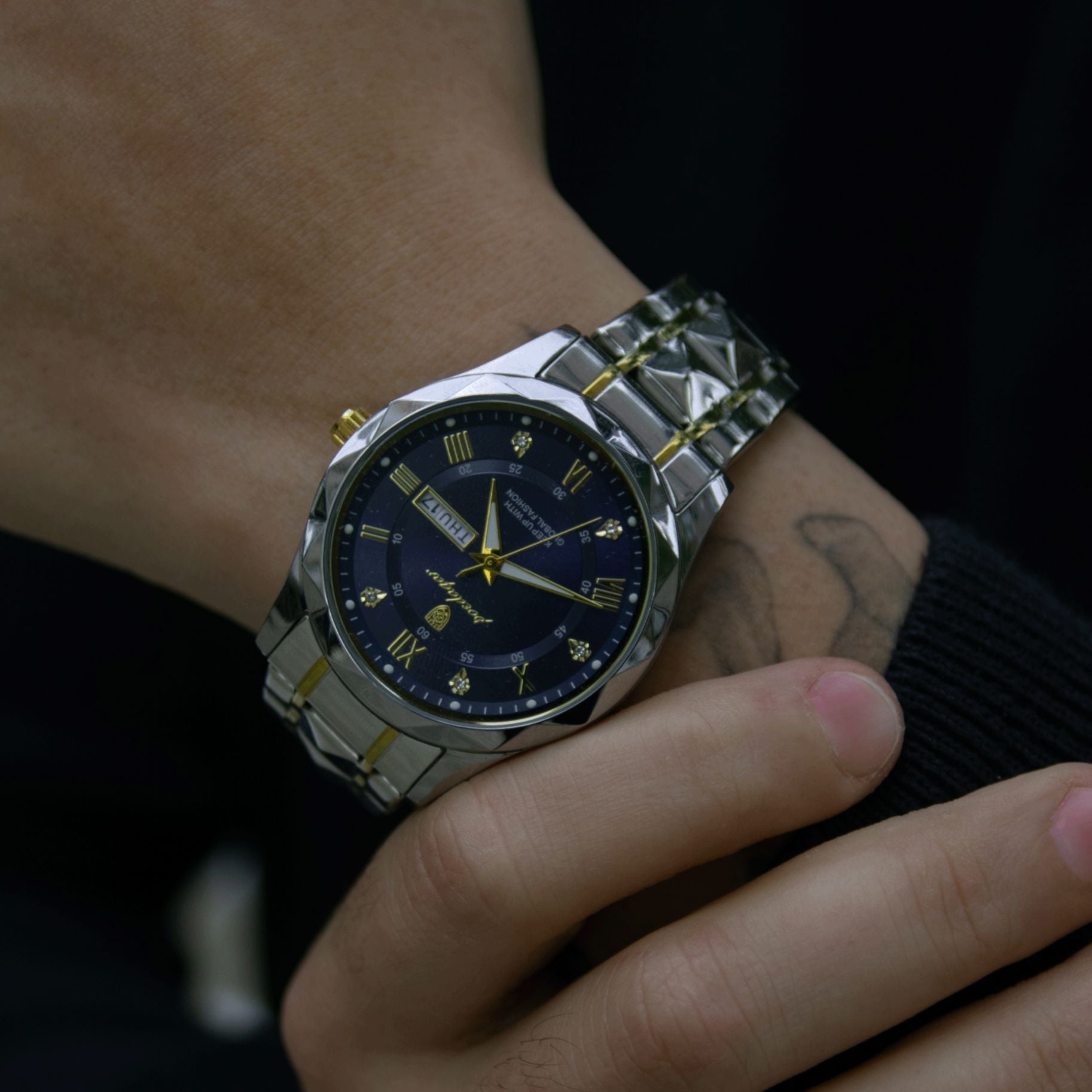 POEDAGAR Luminous Steel 40mm Watch - Water Resistant | Transferred steel Relogio 01 Belleza & Glamour 