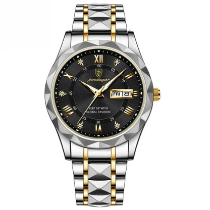 POEDAGAR Luminous Steel 40mm Watch - Water Resistant | Transferred steel Relogio 01 Belleza & Glamour Black 
