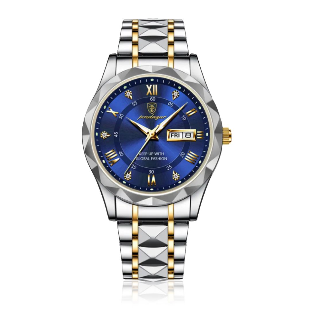 POEDAGAR Luminous Steel 40mm Watch - Water Resistant | Transferred steel Relogio 01 Belleza & Glamour Blue 