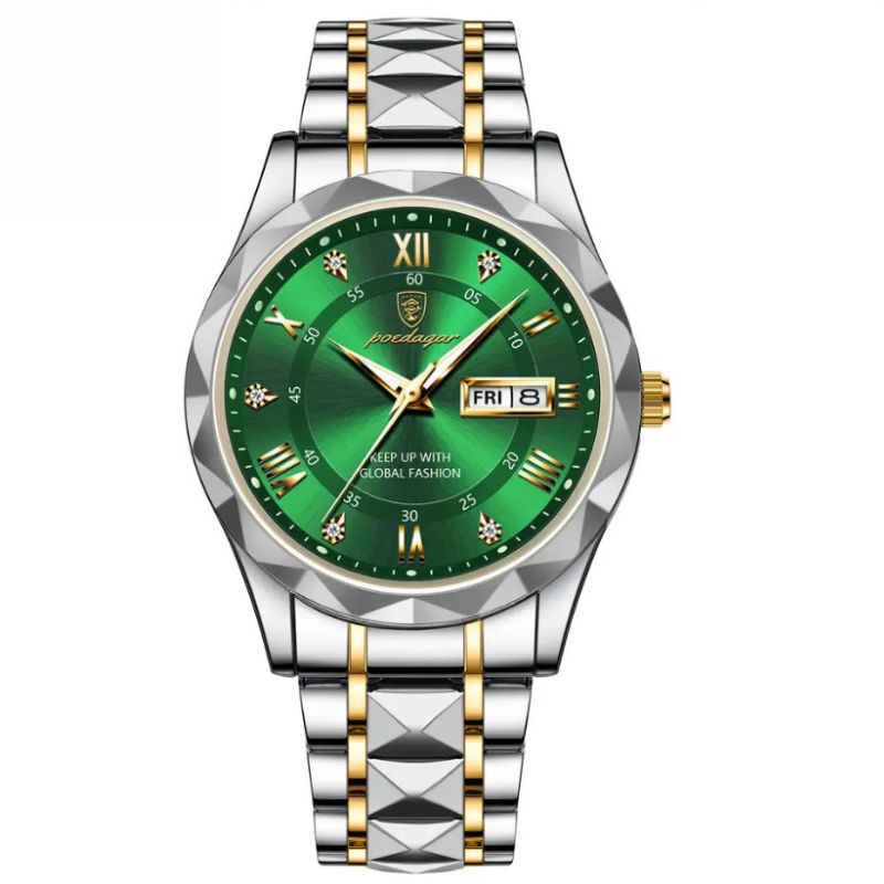 POEDAGAR Luminous Steel 40mm Watch - Water Resistant | Transferred steel Relogio 01 Belleza & Glamour Green 