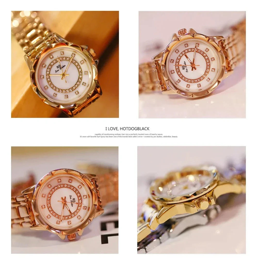 Rhinestone Diamond Women's Wrist Watch Belleza & Glamour 