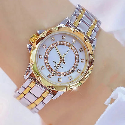 Rhinestone Diamond Women's Wrist Watch Belleza & Glamour silver gold 