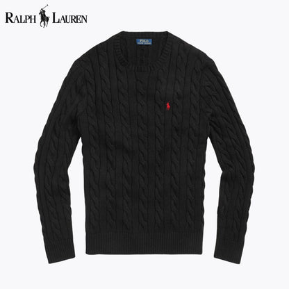 RL Cable-Knit Cotton Jumper RL Cable-Knit Cotton Jumper Slate Crown Black S 