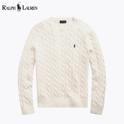RL Cable-Knit Cotton Jumper RL Cable-Knit Cotton Jumper Slate Crown Cream S 